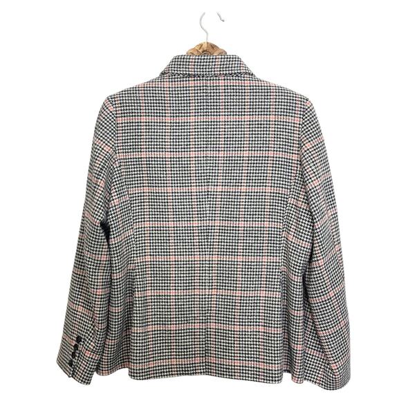 L.L. Bean Blazer Wool Silk Houndstooth Plaid Button Front Double Pockets XL - Picture 2 of 10
